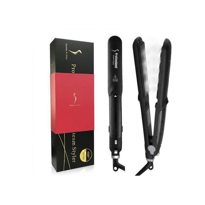 Plaque Lisseur Cheveux Professionnel en Plaque Ceramique et Tourmaline - Lisseur a Vapeur a Temperature Reglable 450°F