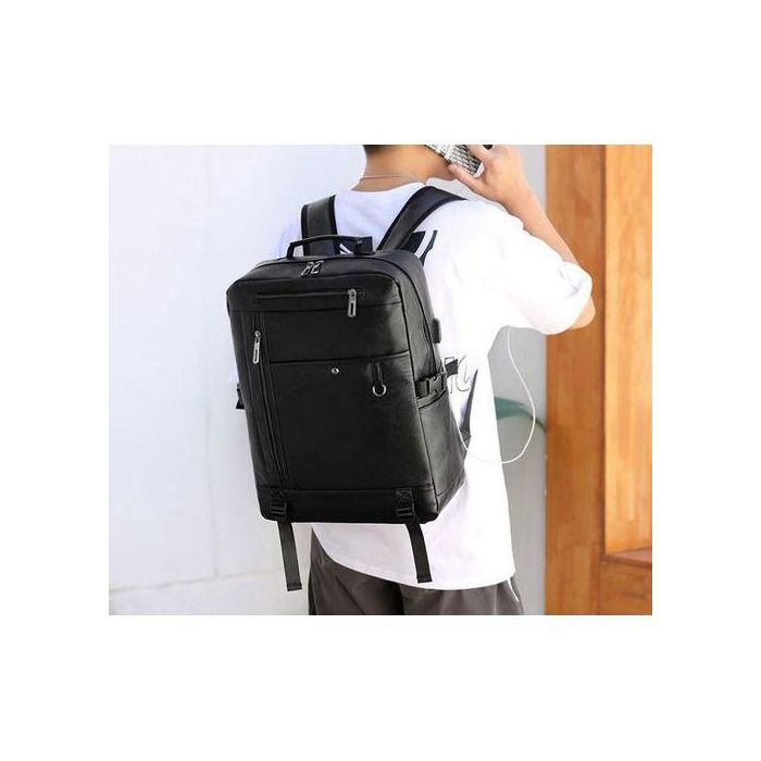 Sac à dos - GENERIC - Cuir haut de gamme - 17 pouces - Port USB - Résistant à l'eau