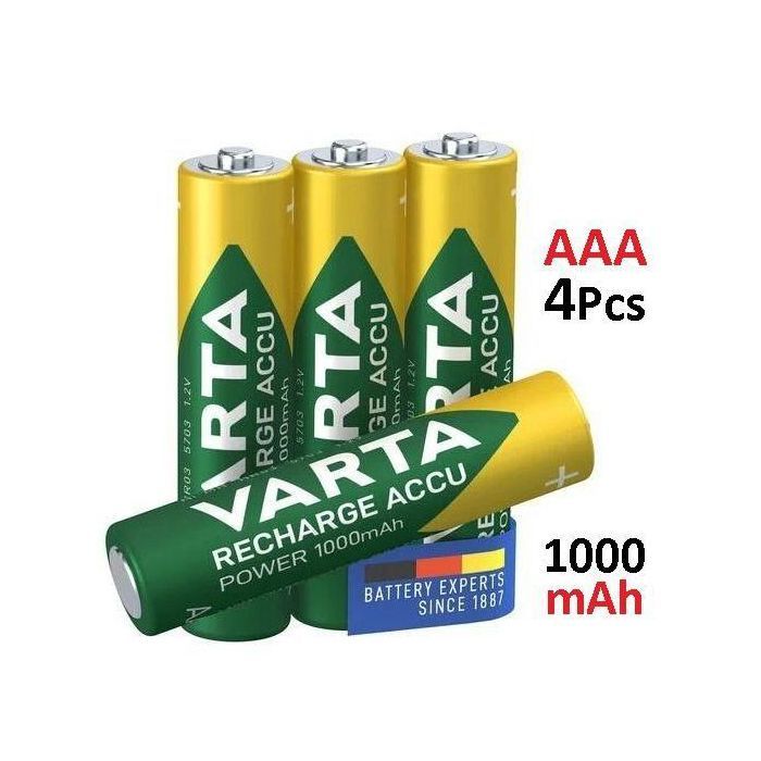 VARTA 4 Batteries Rechargeables Pile AAA 1000 mAh // 4 unités Blister
