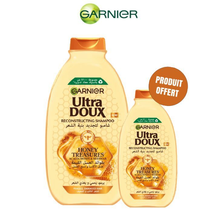 Lot shampooing Ultra Doux miel 600 ml + 200 ml