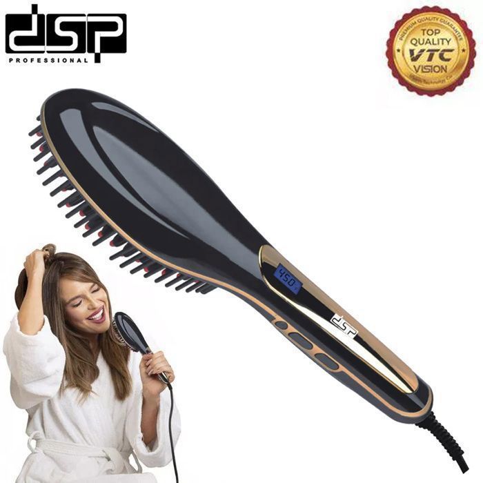 Brosse à Lisser Rapide avec Température Réglable - Fast Hair Straightener Brush with Adjustable Temperature