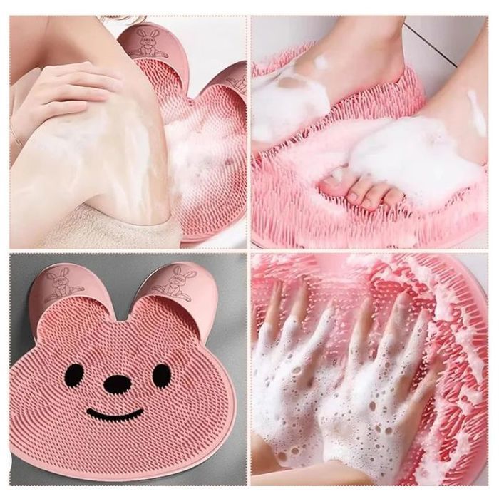 Brosse de Douche Pieds en Silicone – Masseur Antidérapant Forme Lapin pour Exfoliation et Relaxation - Couleur Aléatoire