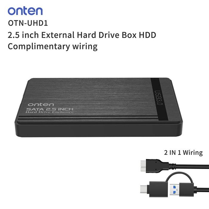 Onten Boîtier Externe pour Disque Dur 2.5'' – USB 3.0 Haute Vitesse, Léger et Compact