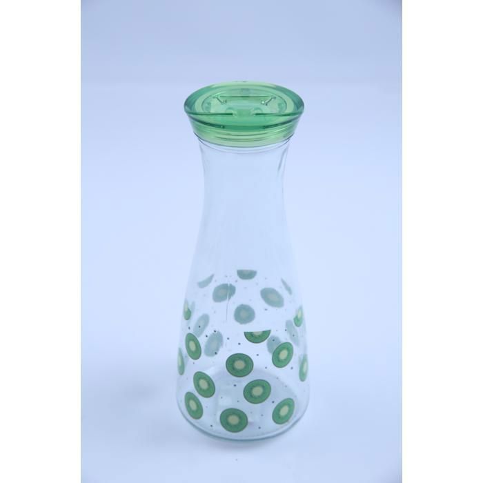 Pichet en verre - GENERIC - 1L - Couleur verte - Couvercle en plastique - Design moderne