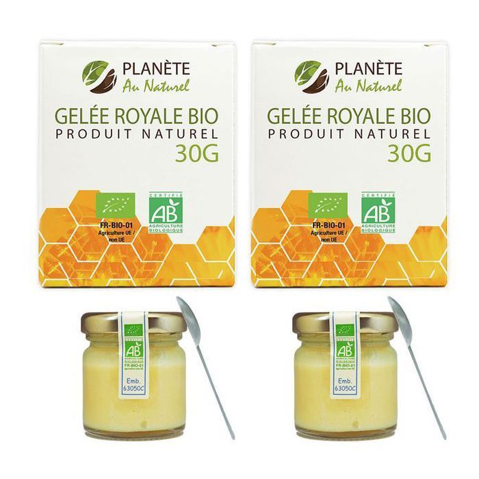 Gelée Royale Bio 2*boites de 30 g soit 60 g de gelée royale fraiche et naturele : cure 2 mois