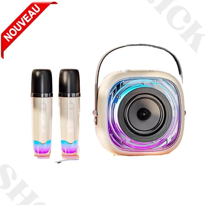 Micro-karaoaki Bluetooth haut-parleur Portable 20 Watt AUX lumière led colorée, 4 voix magiques