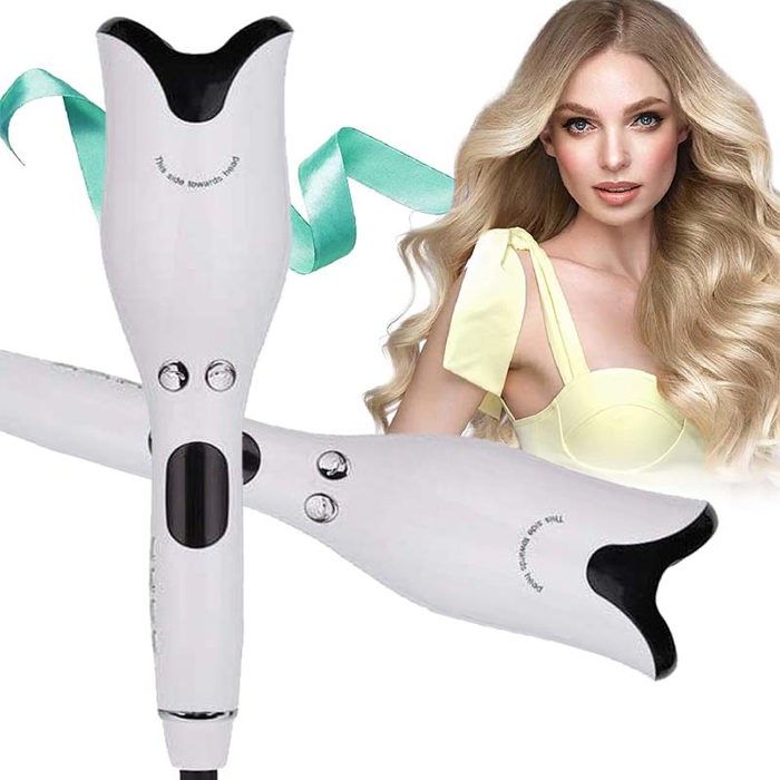 Bigoudi rotatif automatique en céramique, professionnel, à Air Rose, pour tous les Types de cheveux, en forme de tulipe