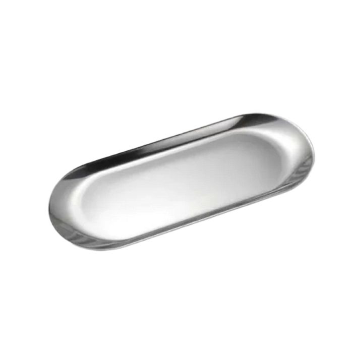 Plat de présentation - ART KITCHEN - Ovale Argenté - 30 cm x 12 cm - Compatible lave-vaisselle - 1 pièce