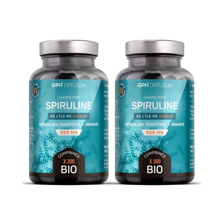 Spiruline Bio 500 mg – 600 Comprimés – Complément Naturel Énergie, Immunité, Vitalité – Origine Île de Hainan