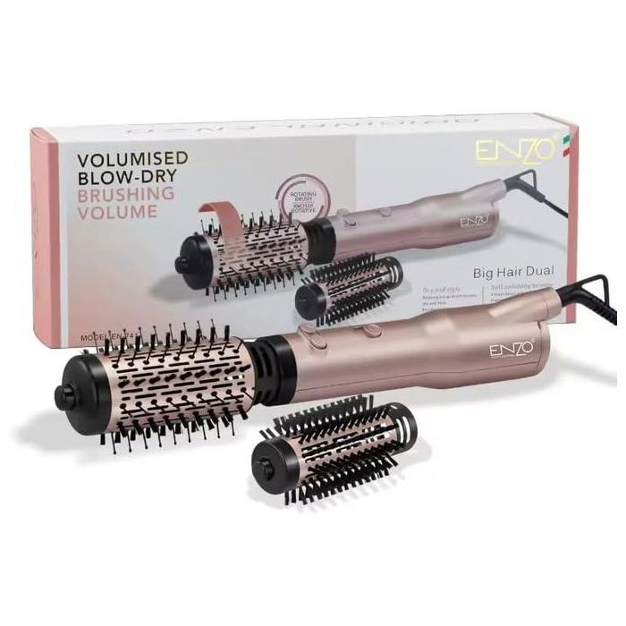 Enzo Sèche-cheveux professionnel rotatif volumateur avec technologie ionique, réglages de chaleur et de vitesse, couleur aléatoir