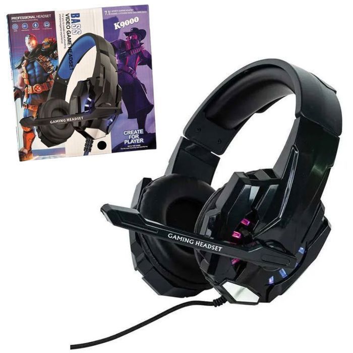 Casque de jeu vidéo - GENERIC - BASS K9000 - Surround 3D - Micro unidirectionnel - Confortable