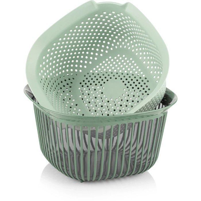 Bassine avec Passoire - Linea - 4 Litres - 24 x 24 x 14 cm - Vert - Plastique