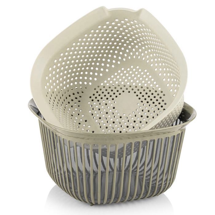 Bassine avec Passoire - Linea - 4 Litres - Beige - 24 x 24 x 14 cm - Plastique