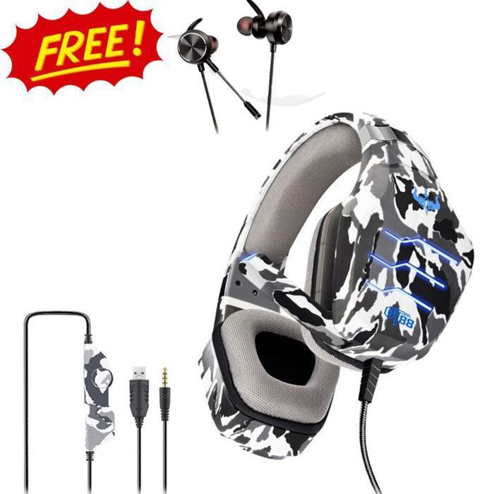 Casque Gamer Gaming HEADSET GT88 + Écouteur Gaming Filiare GM-D3 GRATUIT