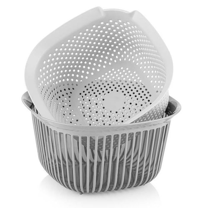 Bassine Carrée Linea avec Passoire 24 x 24 x 14 cm - 4 litres- gris