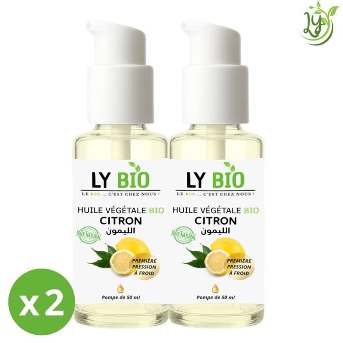 Huile Végétale Capillaire - LYBIO - Citron - 50ml - Lot de 2 - Hydratant