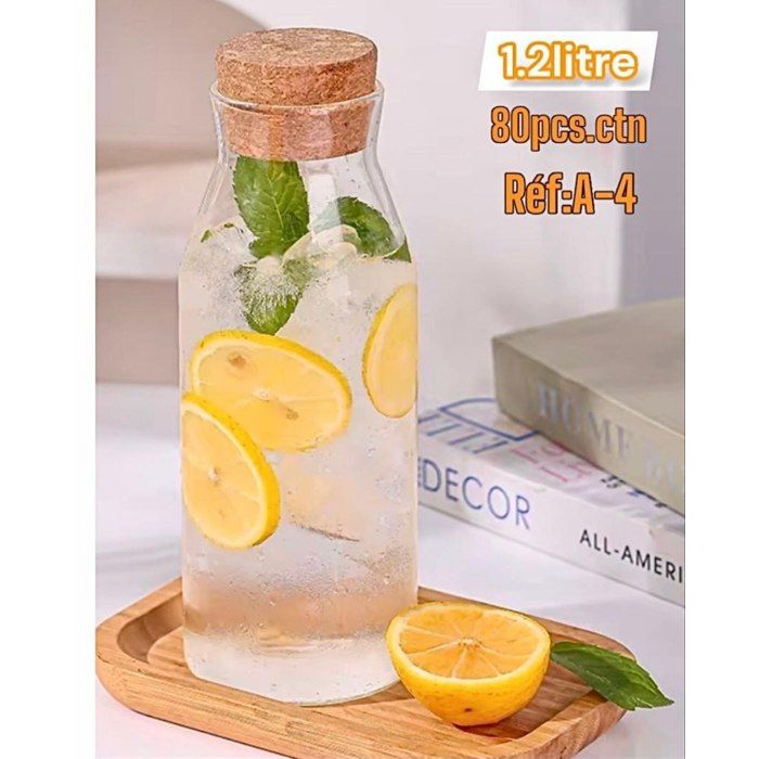 Carafe en Verre avec Bouchon en Liège – Idéale pour Boissons Rafraîchissantes