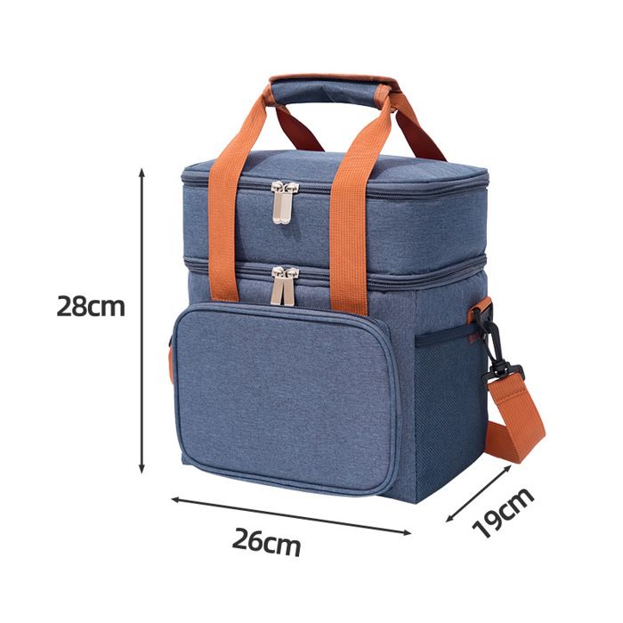 Sac Isotherme - ECELEN - Double Couche - 28x26x19cm - Tissu Oxford - Bleu Marine