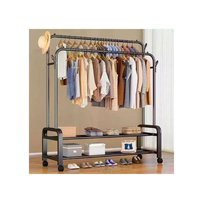 Porte-vêtements - GENERIC - Double pôle - Noir - 2 Étagères - Style contemporain