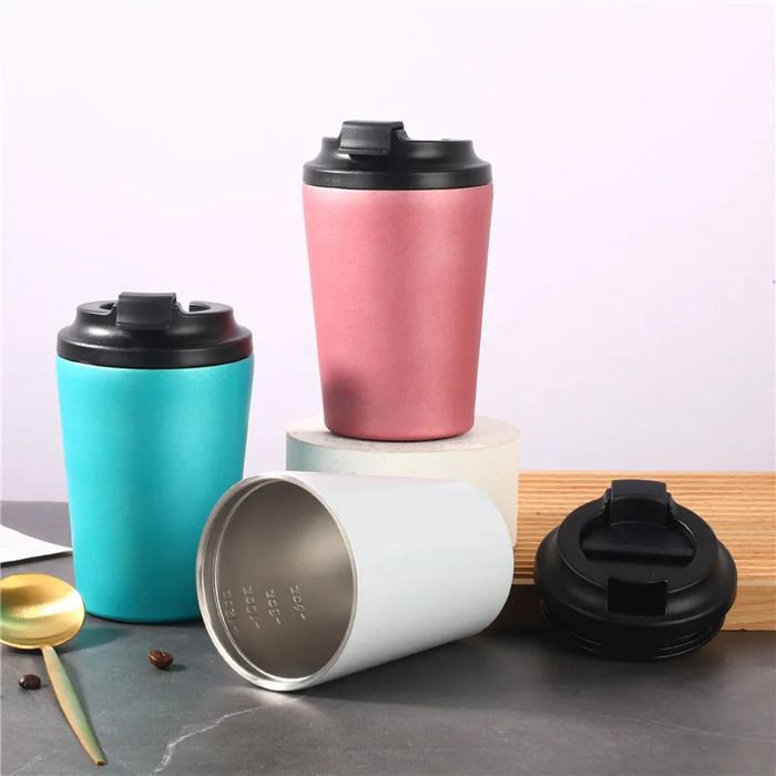 Mug Isotherme en Inox avec Couvercle – Gobelet de Voyage Réutilisable 350 ml