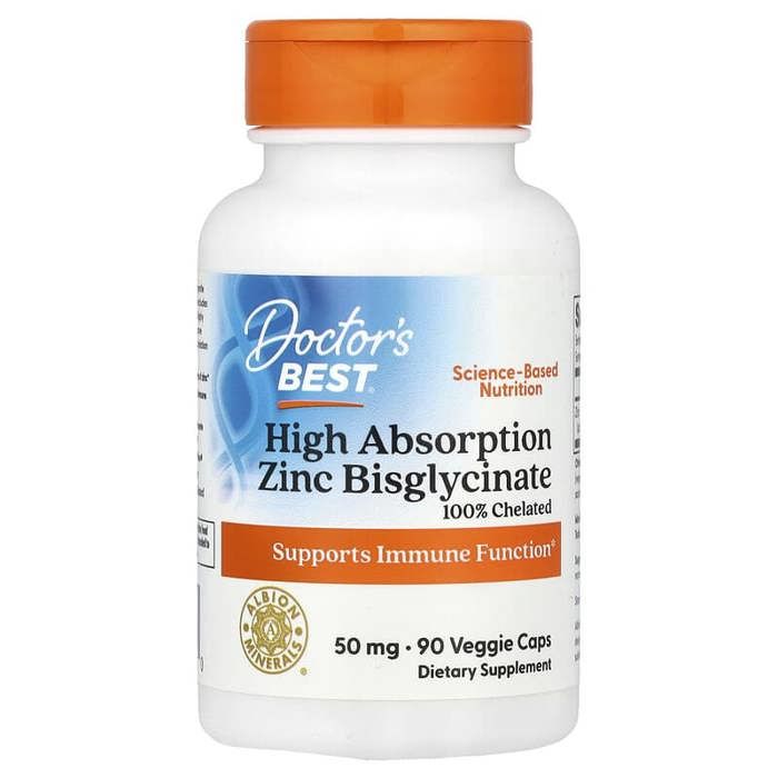 Bisglycinate de zinc à haute absorption, 50 mg, 90 capsules végétales