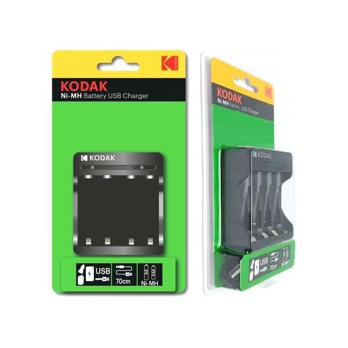 Kodak Chargeur de Batterie 4x AAA ou 4x AA pour Pile Ni-mh Rechargeable + Cable Usb