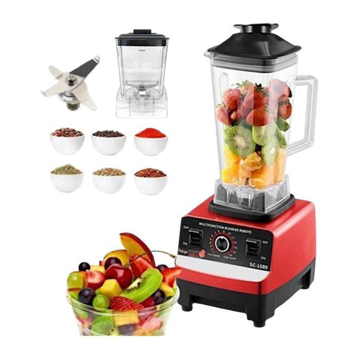 Robolux Blender Mixeur 2000w Robot de Cuisine Multifonction avec 15 Vitesses, 6 Lames Inox - 2,5L + 0,5L, couleur aléatoir