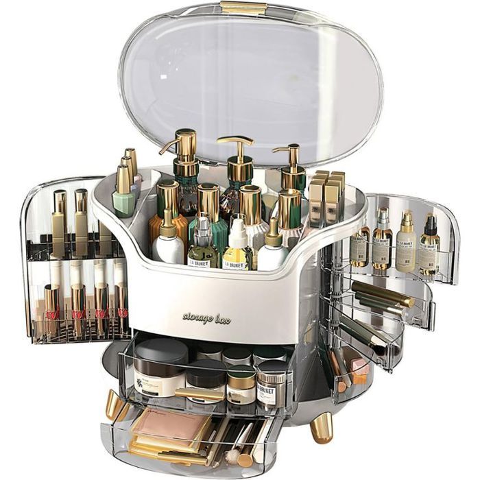 Organisateur de maquillage - GENERIC - Grande capacité - 2 tiroirs - Couvercle transparent - Plastique ABS