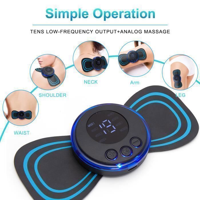 ensemble-Masseur EMS pour le cou, écran LCD, 8 modes de Massage Cervical, Patch autocollant pour le dos, stim
