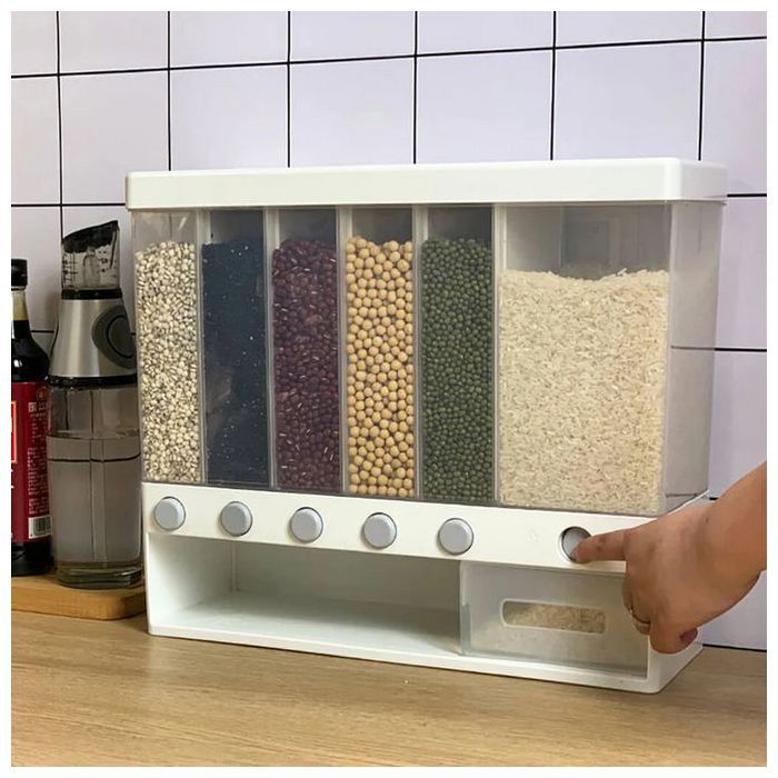 Distributeur de Céréales - GENERIC - 6 Compartiments - Design Transparent - Boutons Doseurs - Antigaspillage