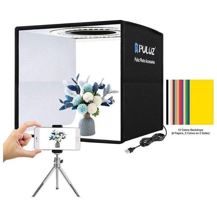 Puluz Studio Photo Boîte de Lumière Pliable 30 x 30 cm+ 6 Couleurs de Fond