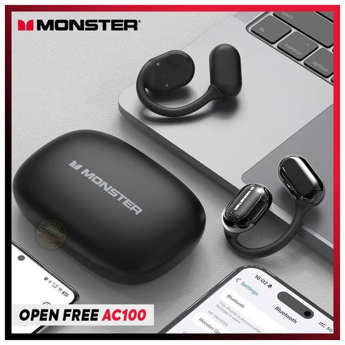 Monster Open Free AC100 Écouteurs Bluetooth 5.3 à Oreilles Sans Fil Ouvertes – Confort Longue Durée, Son Stéréo Hi-Fi