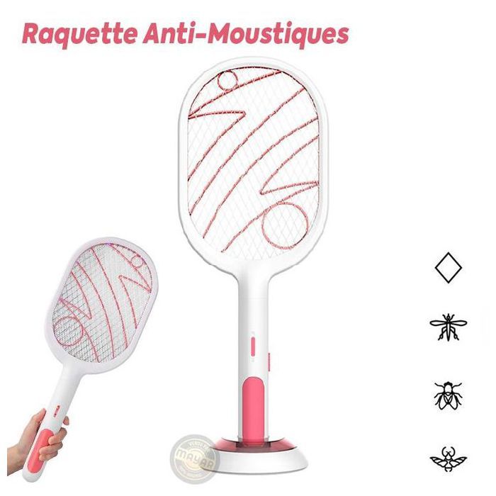 Raquette Anti-Moustiques Électrique Multifonction – Rechargeable USB avec Lampe UV – Mode Manuel & Automatique – 1200mAh