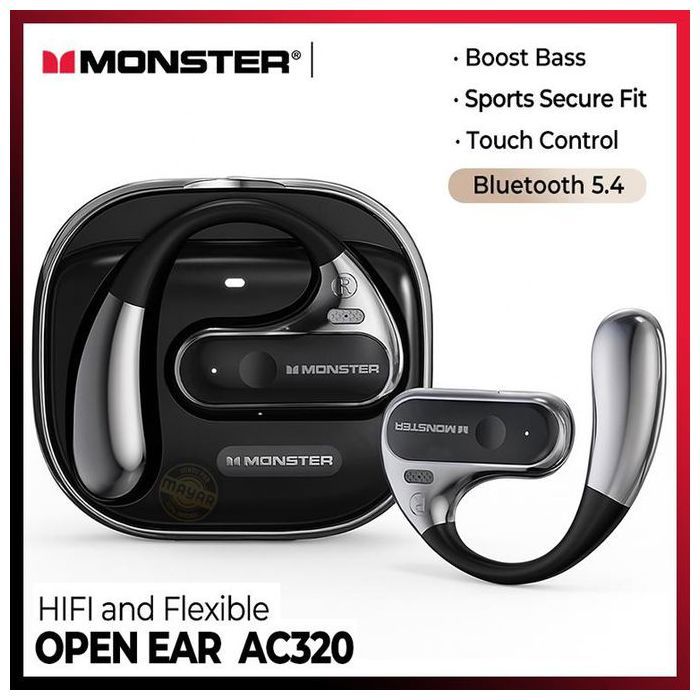 Monster Écouteurs Sans Fil AC320 TWS – Son Stéréo 4D, Bluetooth 5.4, Étanches IPX7, Autonomie Prolongée