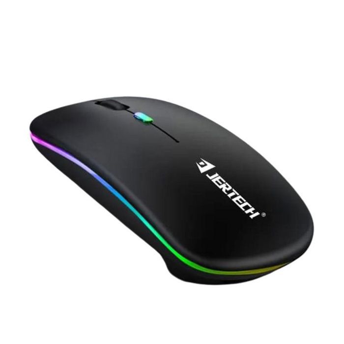JERTECH Souris sans fil Bluetooth et USB 2.4 GHz rechargeable portable silencieuse DPI ajustable lumineuse LED RGB
