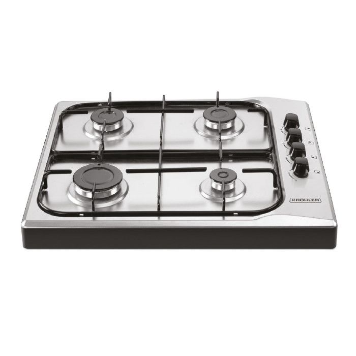 Plaque de Gaz - KRÖHLER - 4 feux - Inox - Allumage électrique - 60 cm