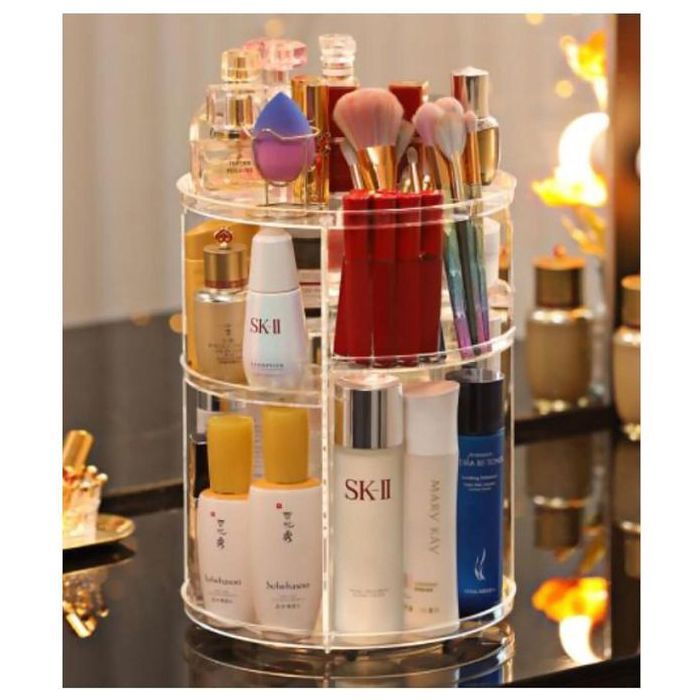 Mini Organisateur de Maquillage Transparent, Rotatif 360 Degrés, Présentoir Cosmétique