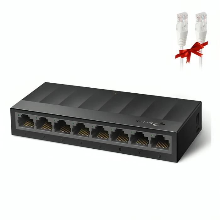 Switch TP-Link LS1008G – 8 Ports Gigabit avec Cable Réseau Offert