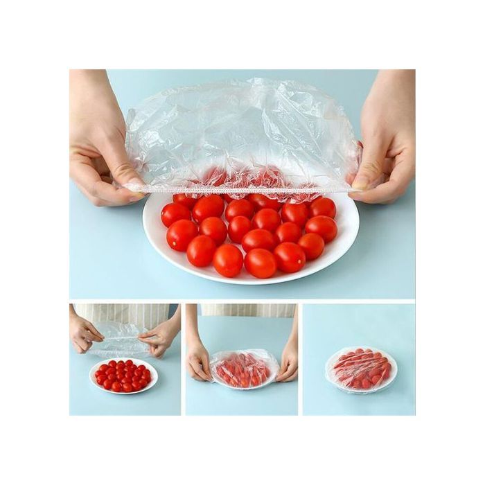 100 sacs de conservation des aliments élastiques + fermeture extensible & réutilisables