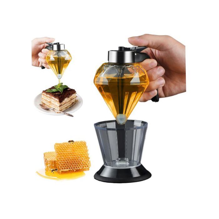 Dispensateur de Miel sans Goutte à Goutte, Distributeur de Miel en Verre sans Goutte