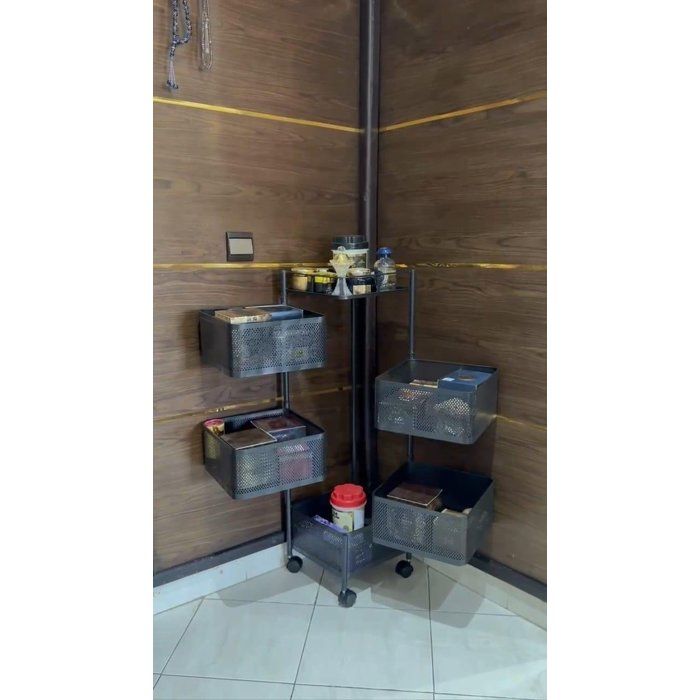 Étagère de Rangement d’Angle à Roulettes