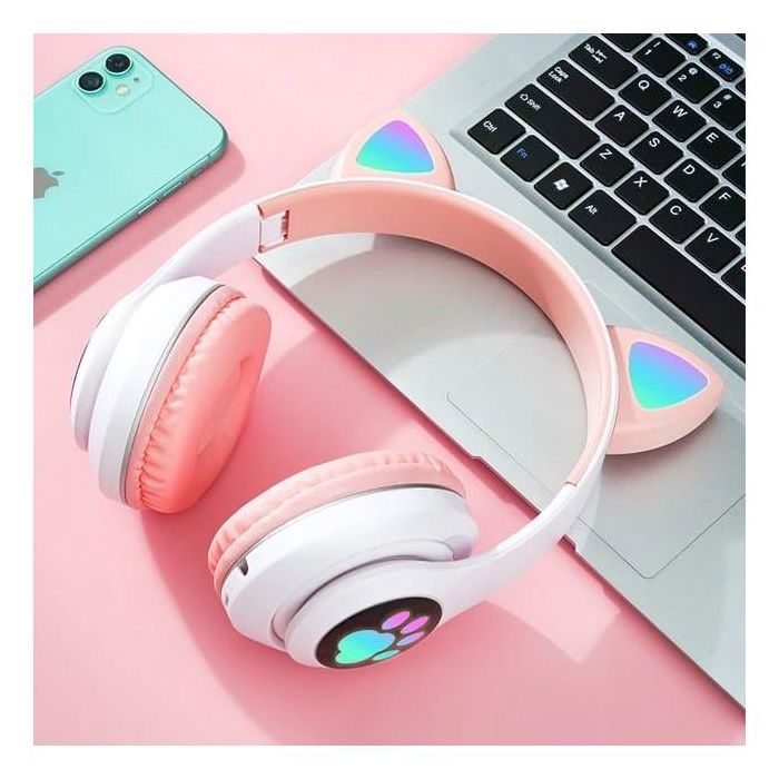Casque sans fil, casque Bluetooth pliable pour enfants filaires ou sans fil avec lumière RVB