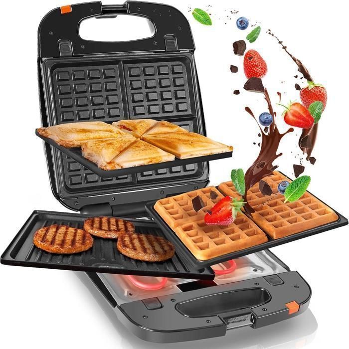 Appareil à Panini 2 en 1 - GENERAL - 1200 W - Grill + Waffle - Sandwich Maker - Croque Monsieur - Revêtement Antiadhésif