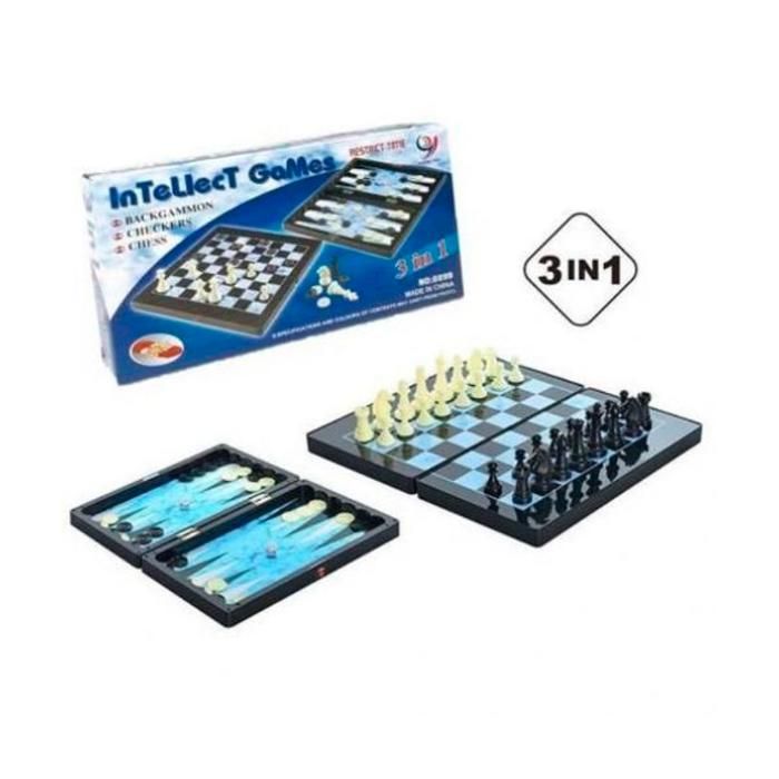 Boitier 3 jeux en 1, Échecs, dames et Backgammon / Jeu d'échecs, jacquet, dames