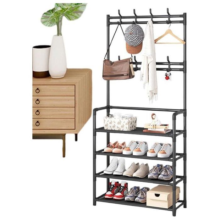 Portant à vêtements - GENERIC - Métal - 4 étagères - Design industriel - Noir