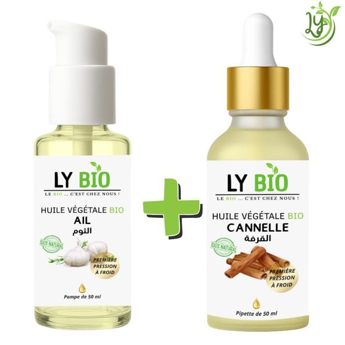 Huile - LYBIO - Pack Huile Ail 50ml + Huile Cannelle 50ml - Nourrissant - Mixte - Tous types de cheveux