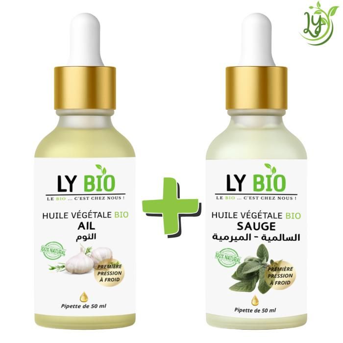 Huile - LYBIO - Pack Huile Ail et Sauge 50ml - Pipette - Hydratant - Tous types de cheveux