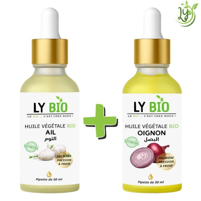 Huile - LYBIO - Pack Huile Ail et Oignon - 50ml - Hydratant - Pour tous types de cheveux