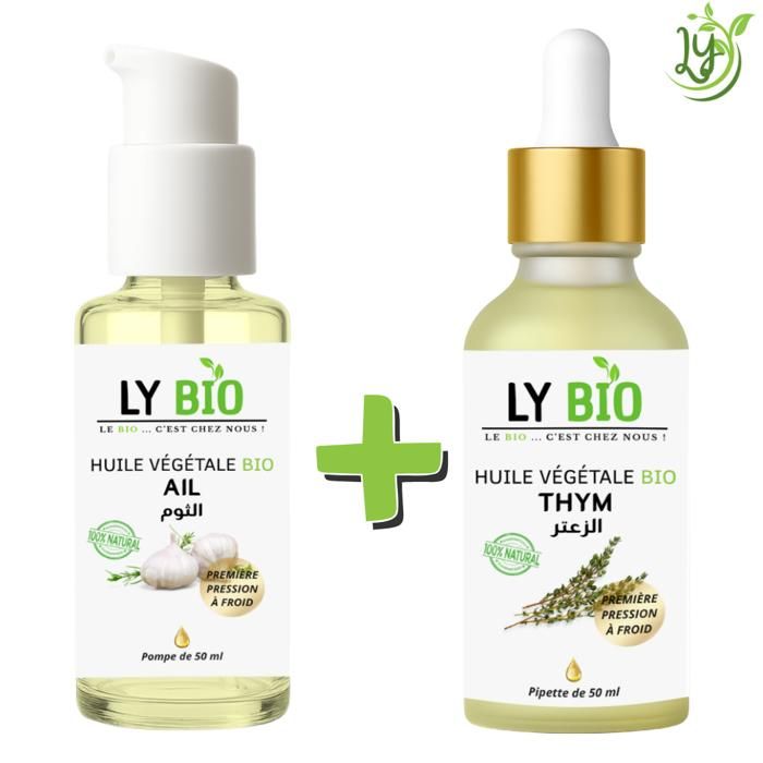 Huile - LYBIO - Pack Huile Ail et Thym 50ml - Bio - Purifiante - Antiseptique