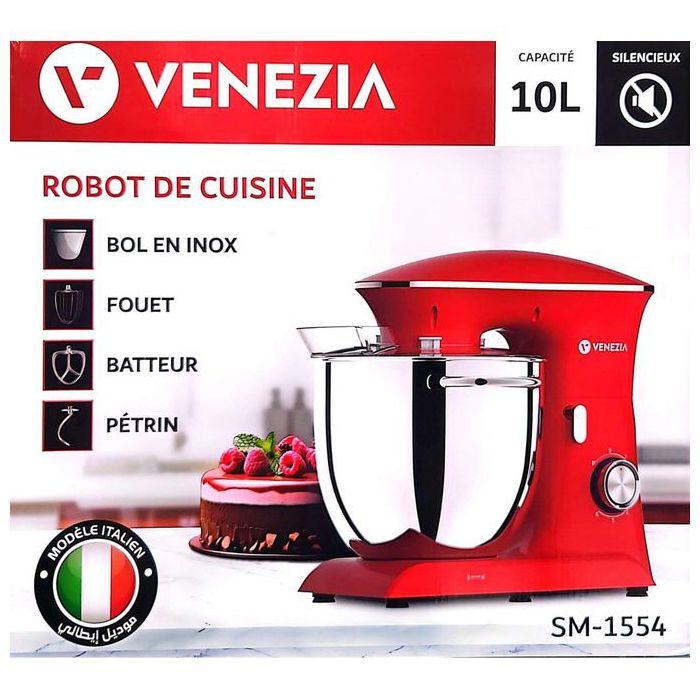 Venezia Robot pétrin multifonction 10 litres , puissant avec design élégant et bol en inox